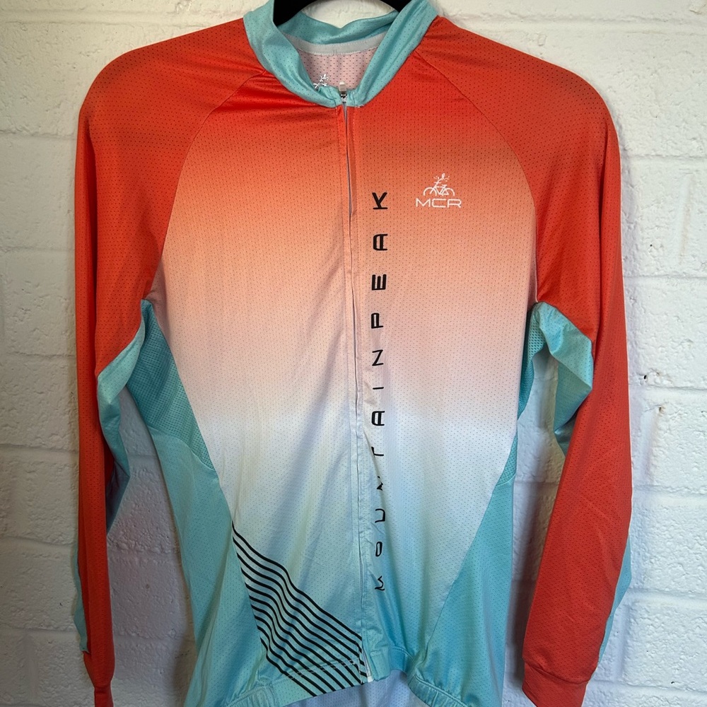 Women's Gradient Cycling Jersey - Coral and Aqua